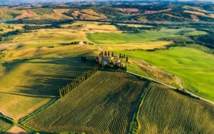 23 Tuscan Countryside Aesthetic Landscape, Sunrise, Drone View, Green Hills