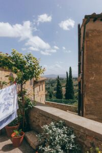 29 Tuscan Countryside Aesthetic, Beautiful View from Balcony, Old Houses, in San Gimignano, Siena