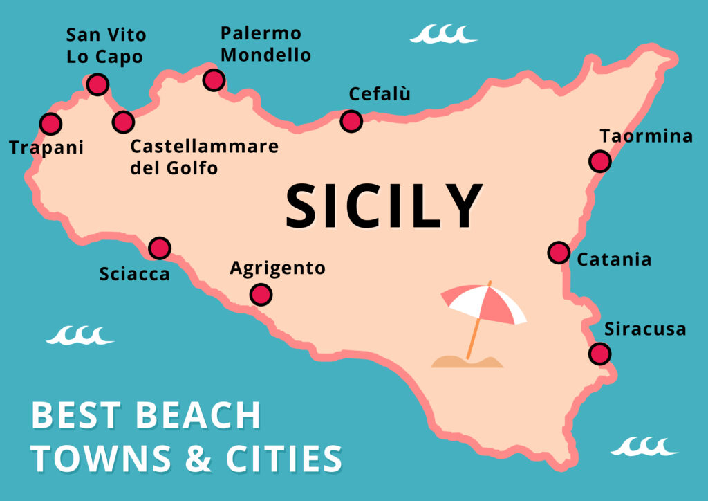 Sicily Map Best Beach Towns Cities 1