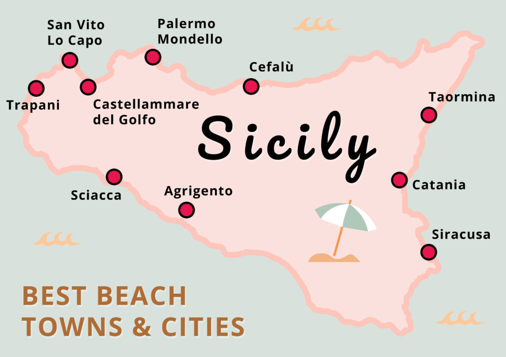 Sicily Map Best Beach Towns Cities 2