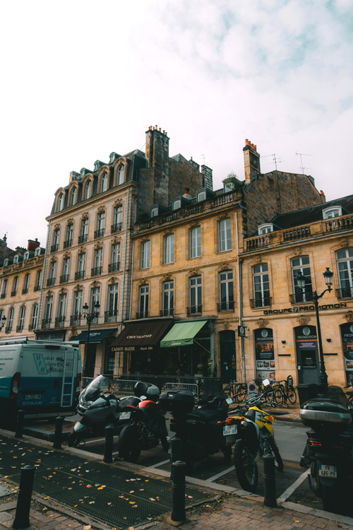 Bordeaux street in autumn, France
