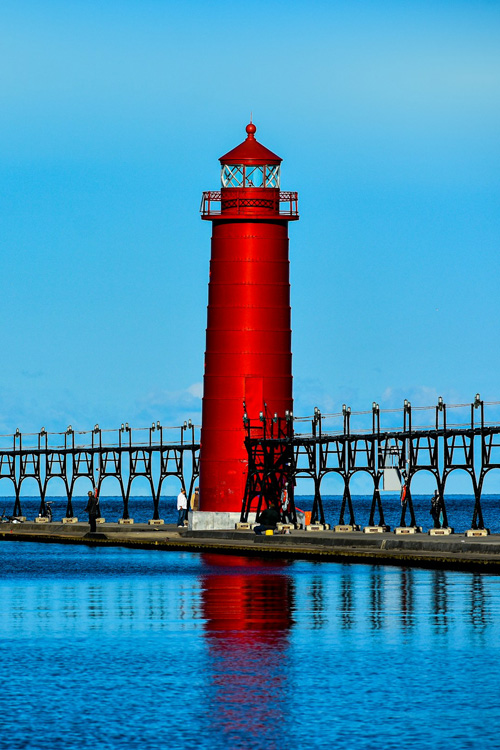 Grand Haven Lighthouse on Lake Michigan, Michigan, USA
