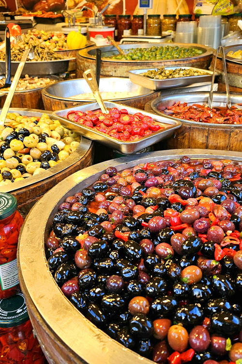 Olives, outdoor market, Naples, Italy