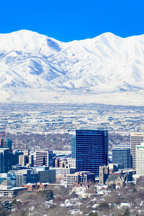 Salt Lake City in Winter, Utah, USA