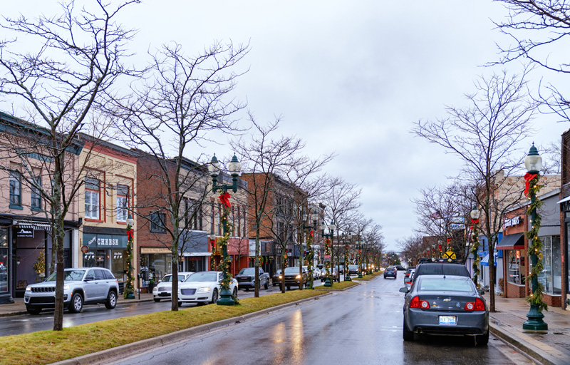 Downtown Petoskey in winter